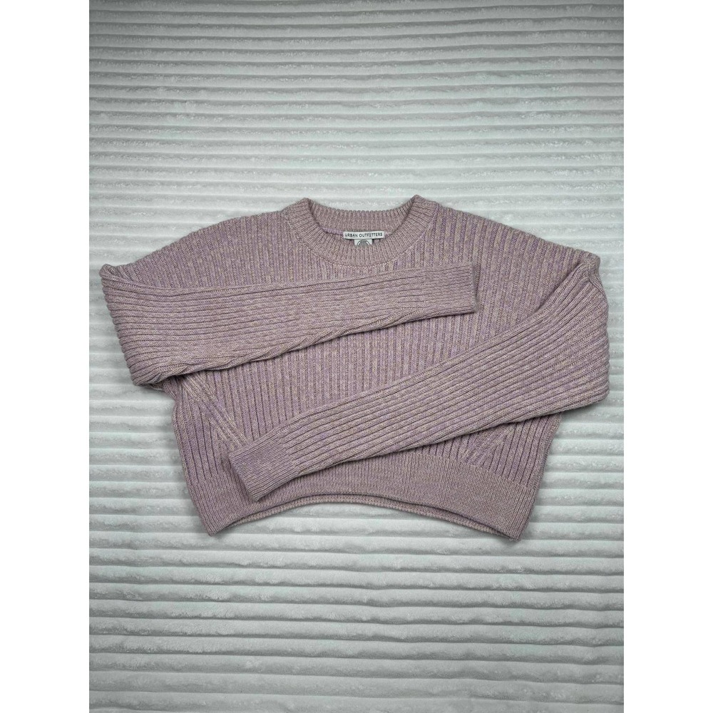 Urban Outfitters Womens Small Lavender Lilac Marled Ribbed Cropped Knit Sweater
